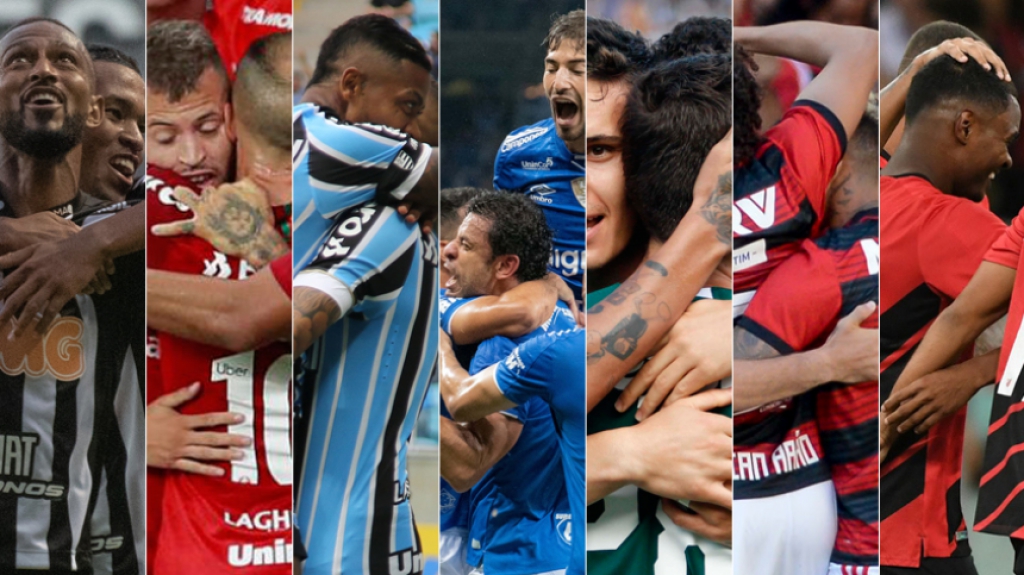 Montagem - Atl&eacute;tico-MG, Internacional, Gr&ecirc;mio, Cruzeiro, Palmeiras, Flamengo e Athletico-PR