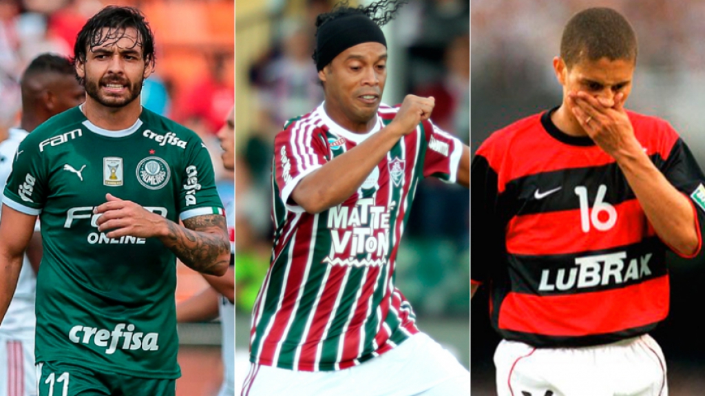 Montagem - Ricardo Goulart no Palmeiras, Ronaldinho Ga&uacute;cho no Fluminense e Alex no Flamengo