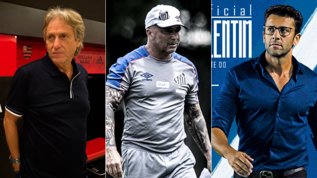 Montagem Jorge de Jesus, Sampaoli e Alberto Valentim