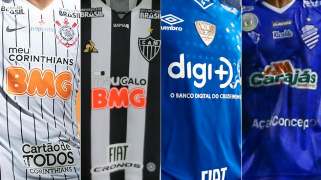 Montagem - Camisas Corinthians, Atlético-MG, Cruzeiro e CSA