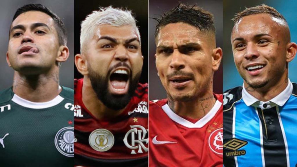 Montagem - Dudu, Gabigol, Guerrero e Everton