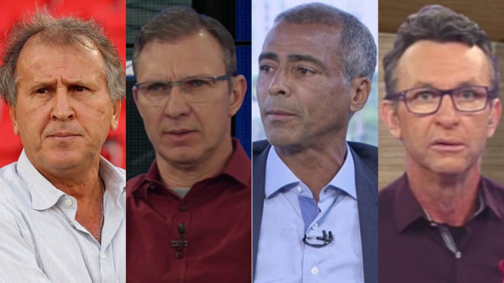 Montagem - Zico, Velloso, Romário e Neto