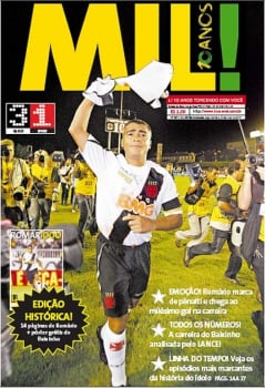 Capa do Diário LANCE! no dia seguinte ao milésimo gol de Romário
