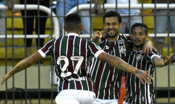 Douglas corre para comemorar com Fred o gol do Fluminense contra o Botafogo (Foto: Mailson Santana/Fluminense)