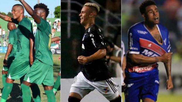 Erick Flores comemorando gol do Boavista / comemoração do gol da Ponte Preta /  Gustagol (jogador do Fortaleza)