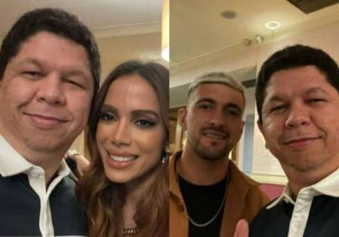 Coincidência? Arrascaeta, do Flamengo, e Anitta aparecem em fotos com fã no mesmo restaurante