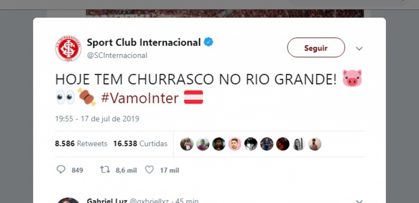 Classificado Internacional Tira Sarro Do Palmeiras Hoje Tem Churrasco Lance