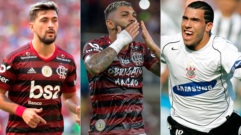 Agora comprado pelo Flamengo, Gabriel Barbosa vai ficar no Rubro-Negro por um valor que gira em torno de 17 milhões de euros (R$ 78,6 milhões) pagos para a Inter de Milão. Com isso, agora o atacante é protagonista da maior compra do futebol brasileiro, passando Arrascaeta, também do Fla, e outros grandes nomes que atuam e atuaram no Brasil. Confira o ranking.