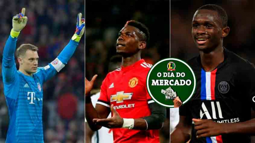 Mesmo com a pandemia do coronavírus, o mercado da bola não para. O goleiro Neuer tem renovação emperrada com o Bayern, a Juventus quer o retorno de Pogba e o Barça está de olho em Kouassi. Veja as movimentações da manhã deste sábado. 