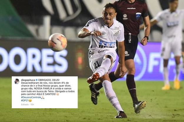 Após a classificação para a final da Copa Libertadores, jogadores do Santos, como Diego Pituca, fizeram postagens em redes sociais. Veja algumas!