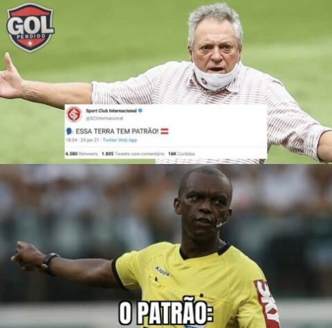 Os gremistas reclamaram muito da arbitragem de Luiz Flávio de Oliveira