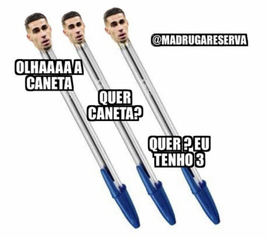 Gabriel é alvo de memes após levar mais uma caneta, dessa vez de Rodinei, do Flamengo.