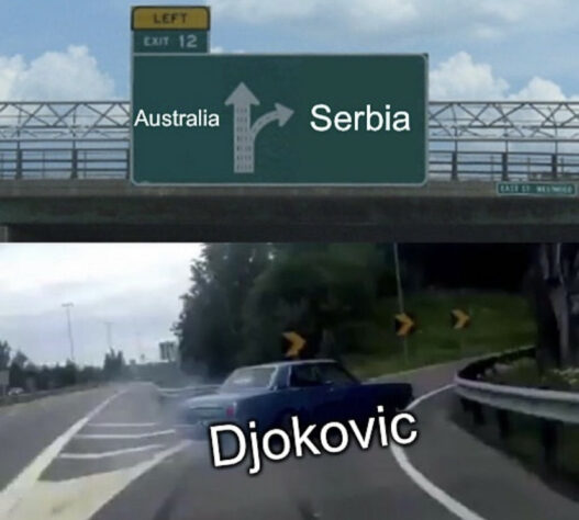 Novak Djokovic é alvo de memes após ser barrado por falta de vacina.