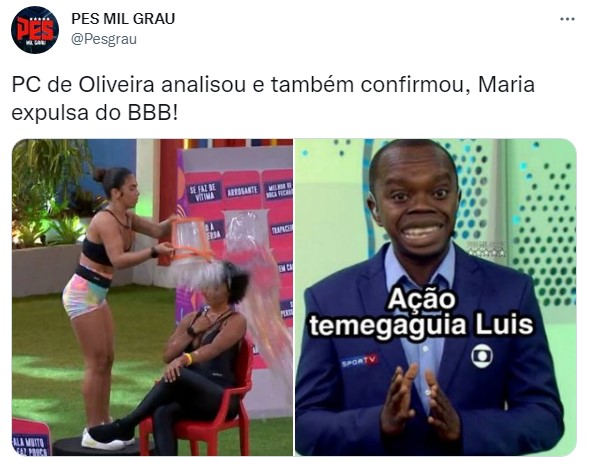 A noite desta segunda-feira contou com uma dinâmica na qual os brothers deveriam jogar um balde de água em outro participante do programa. A brincadeira, porém, ficou marcada pela agressão de Maria em Natália, que acarretou no anúncio da desclassificação da atriz nesta terça-feira. Na web, muitos fãs do programa brincaram com o 'VAR' e ironizaram o argumento de 'escorregão' do balde usado por Maria. Confira os memes! (Por Humor Esportivo)