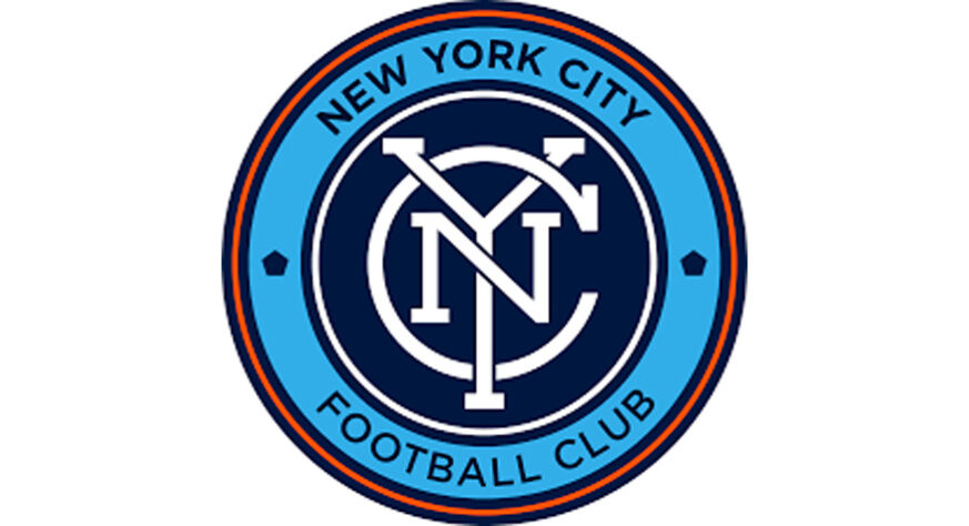 New York City - Estados Unidos - Major League Soccer - Grupo City participou da criação do clube em 2013 e tem 80% das ações - o escudo é o mesmo desde a criação e foi escolhido pelos fãs