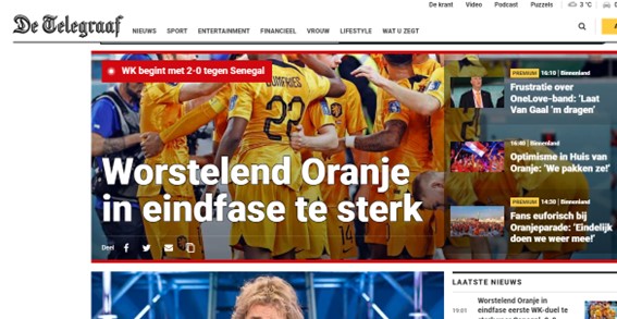 O "De Telegraaf" (Holanda) ressaltou a força da equipe holandesa nos minutos finais do jogo.