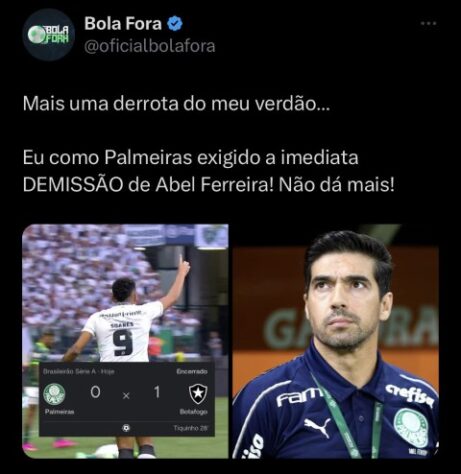 O líder disparou! Botafoguenses fazem memes com triunfo sobre o Palmeiras, no Allianz Parque, pela 12ª rodada do Brasileirão.