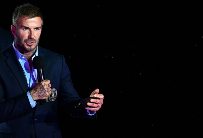 Durante o evento, Beckham também discursou antes de anunciar Messi oficialmente. 