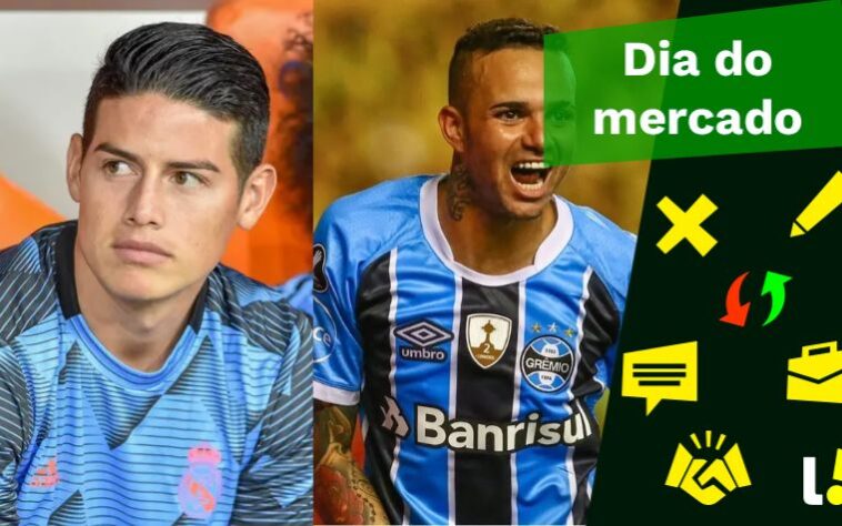 O São Paulo está cada vez mais perto de fechar com o meia James Rodríguez, Luan acertou seu retorno ao Grêmio, o Flamengo teve resposta pelo volante Wendel... Tudo isso e muito mais, no Dia do Mercado do Lance!.