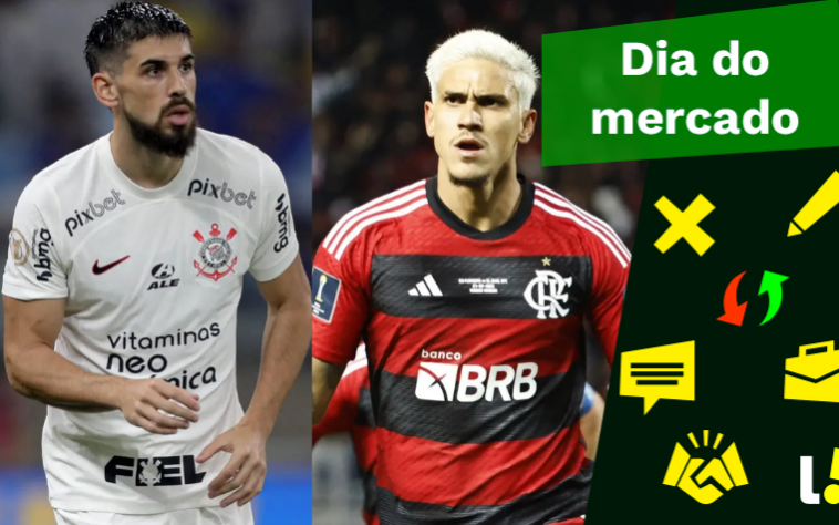 Flamengo de olho em defensor do Corinthians, Pedro é alvo do Zenit, Santos insiste por Pereyra... Tudo isso e muito mais no Dia do Mercado desta quarta-feira (23)!