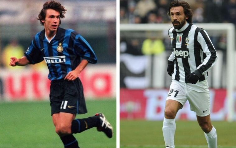 ANDREA PIRLO - Inter de Milão: 40  jogos, nenhum gol; Juventus: 164 jogos, 19 gols. 