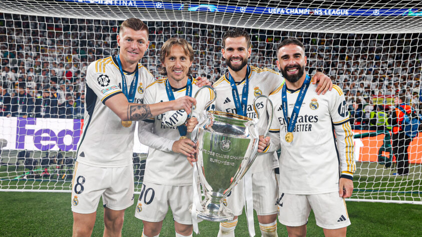 Kroos, Modric, Nacho e Carvajal, seis vezes campeões da Champions League.