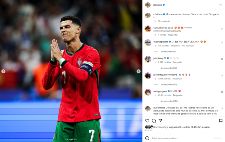 Cristiano Ronaldo comemorando classificação!