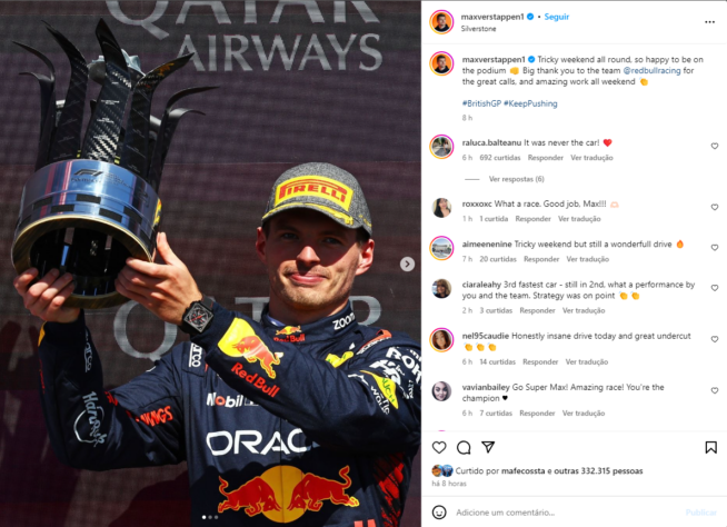 Max Verstappen conseguiu uma excelente segunda posição depois de largar fora da primeira fila.