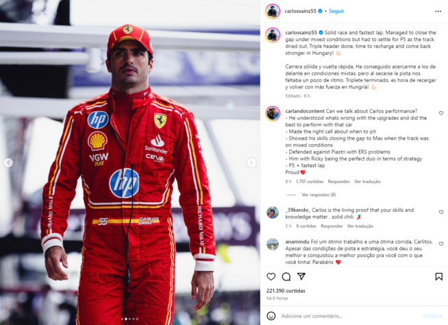 Carlos Sainz conseguiu a melhor volta do GP depois de fazer uma parada extra.