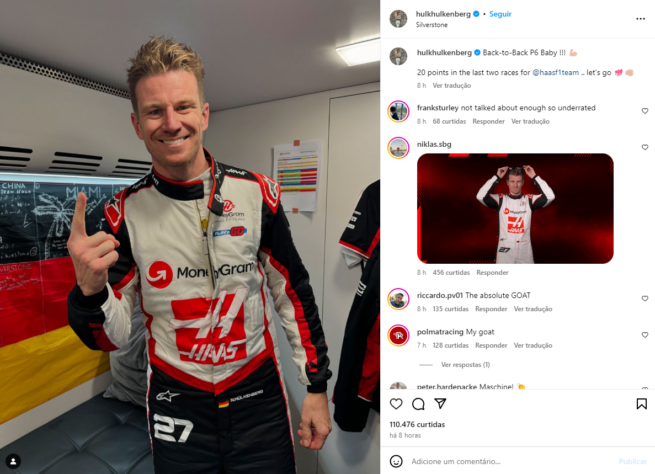 Hulkenberg celebrou a segunda corrida seguida terminando na sexta posição.