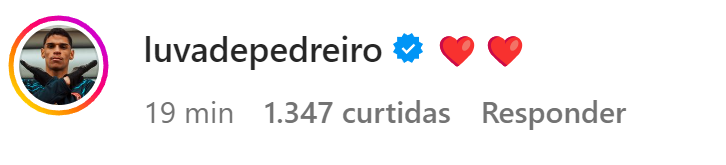 O influenciador Luva de Pedreiro comentou no perfil oficial do atleta.