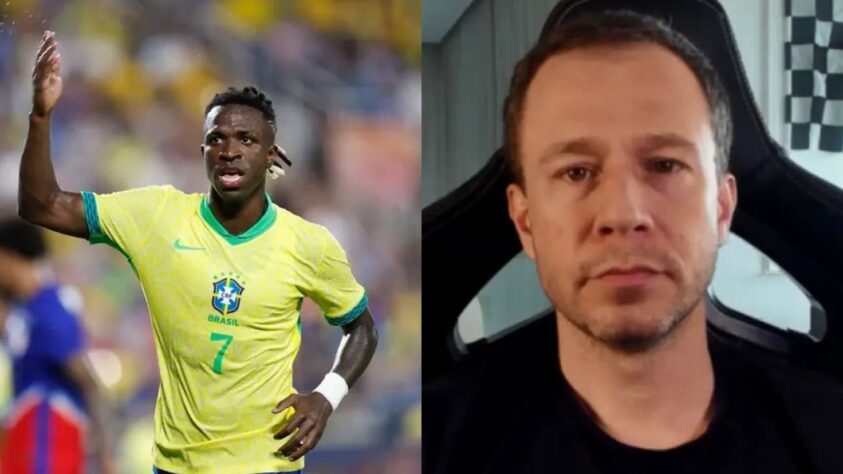 Vini Jr x Tiago Leifert: o apresentador contestou as atuações de Vini pela Seleção e o jogador respondeu "Ele apenas quer colocar o Brasil contra mim e nossa seleção. Menos mal que poucas pessoas assistem ele".