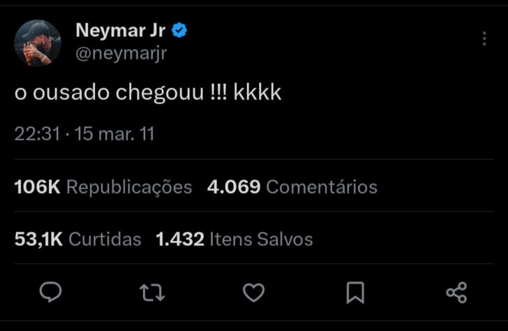 Pra abrir, tem essa pérola! Neymar chegou!