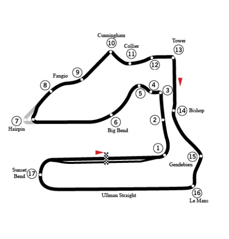 5º. Circuito de Sebring, nos Estados Unidos: com 8,302 km, foi palco da Fórmula 1 em 1959.