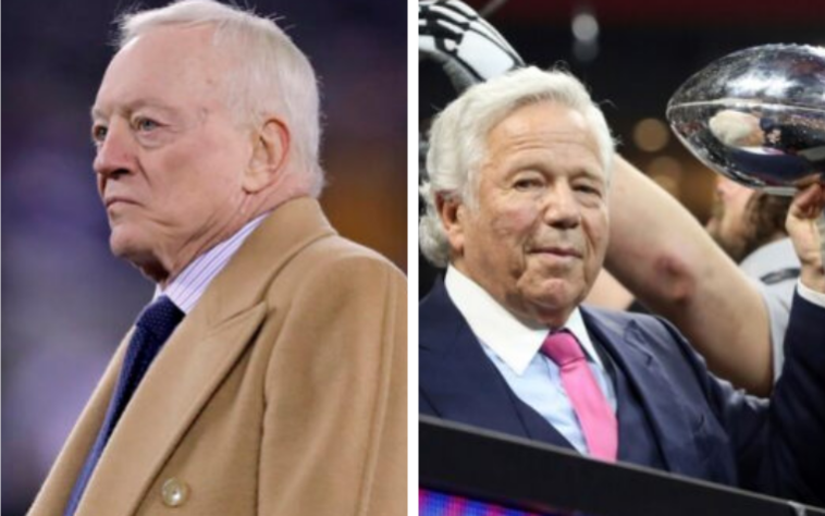 Robert Kraft e Jerry Jones: Donos de nove anéis do Super Bowl, eles são os proprietários dos Patriots e Cowboys, times da NFL.