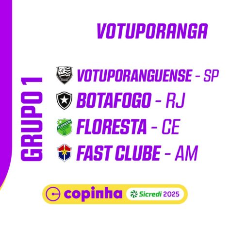 Em Votuporanga, o grupo 1 é Votuporanguense, Botafogo, Floresta e Fast Clube