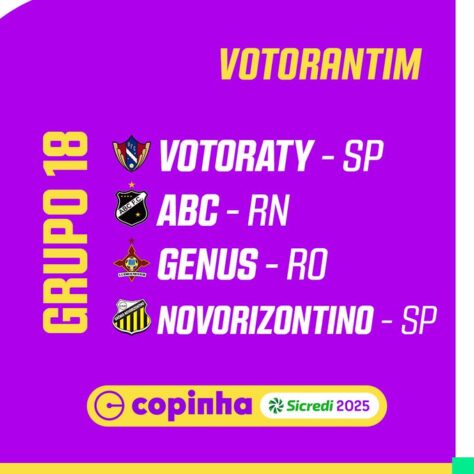 Em Votorantim, o grupo 18 é Votoraty, ABC-RN, Ganus e Novotizontino