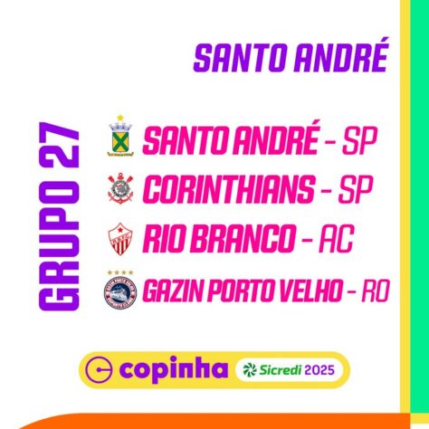 Em Santo André, o grupo 27 é Santo André, Corinthians, Rio Branco e Gazin Porto Velho