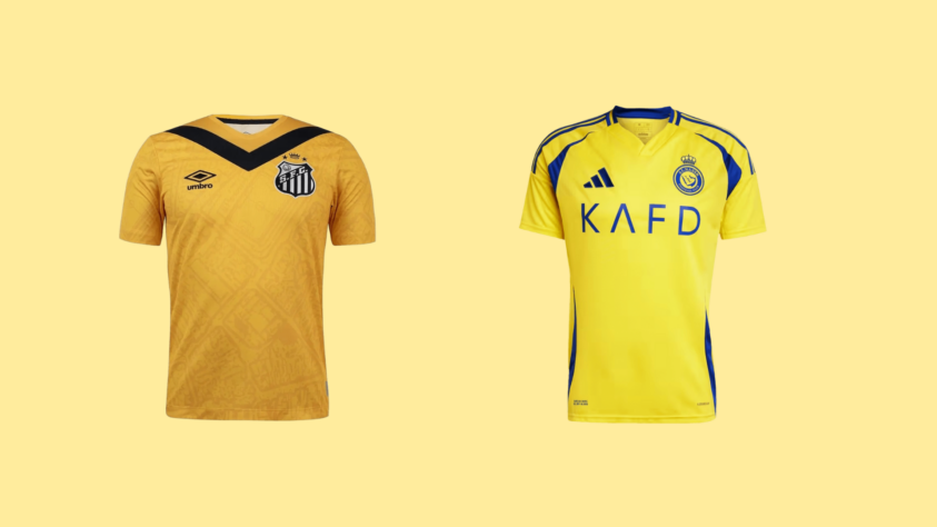 Amarelo: Alegria e prosperidade - Santos (Camisa III 2024 - Homenagem à Vila) ou Al-Nassr  (Camisa I 2024/25)