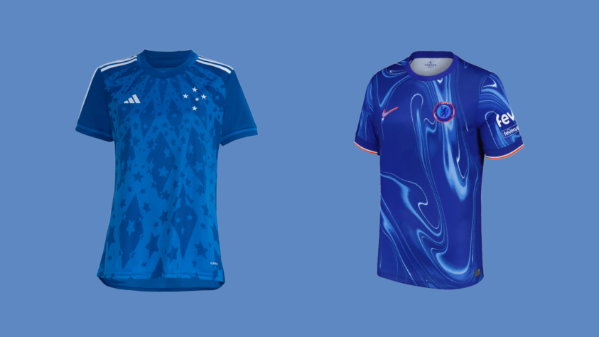 Azul: Equilíbrio e tranquilidade - Cruzeiro (Camisa I 2024) ou Chelsea (Camisa I 2024/25)